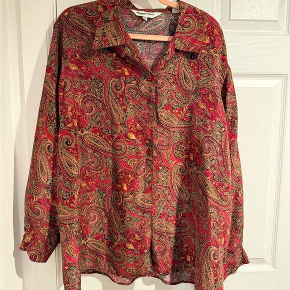 elizabeth ferrel Tops - Vintage Silk Paisley Shirt